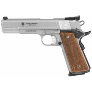 Smith & Wesson 9mm 1911 Pistol, 5" Barrel, Adjustable Sights, Silver